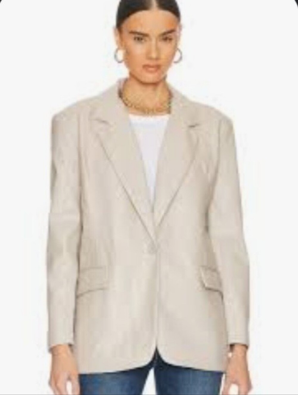 Steve Madden Womens Boyfriend Blazer Bone Vegan Leather Size XS NEW